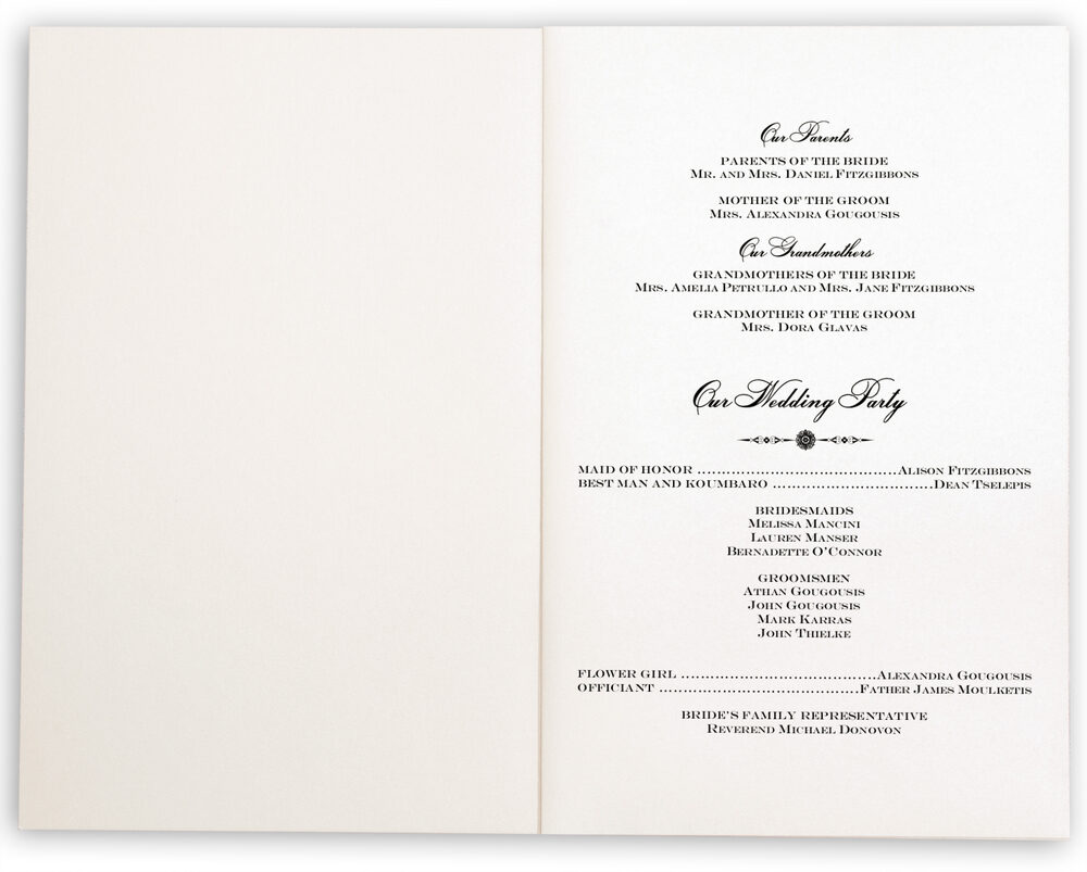 Greek Orthodox Wedding Ceremony Church Program, Religious Programs with